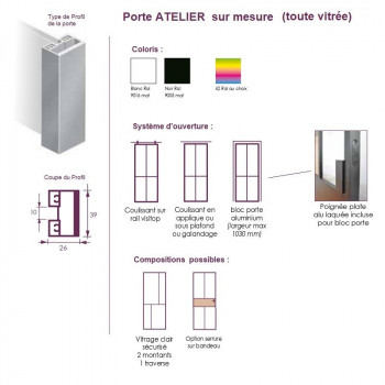 Porte Atelier toute vitrée sur mesure