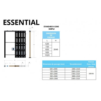 Bloc porte coulissant  simple ouverture ESSENTIAL SCRIGNO ht 2045mm standard