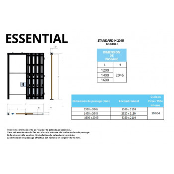encombrement essential double Ht 2045 mm