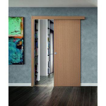 Kit complet Porte coulissante en applique avec FERMETURE décor bois SCRIGNO standard