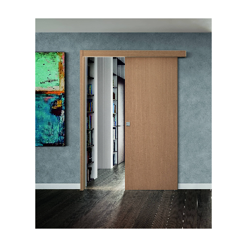 Kit complet Porte coulissante en applique avec FERMETURE décor bois SCRIGNO standard