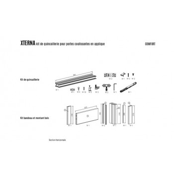 Kit complet Porte coulissante en applique avec FERMETURE décor bois SCRIGNO standard
