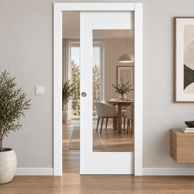 porte coulissante slalom vitrage transparent